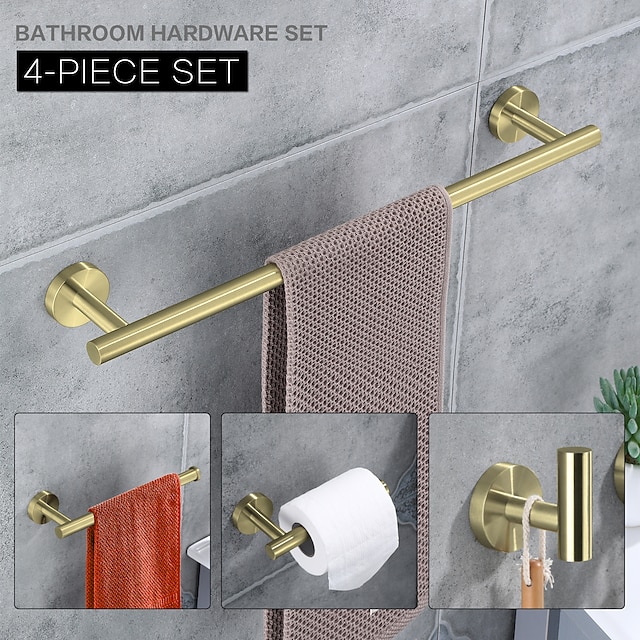  Wall Mounted Towel Rack Towel Bar Toilet Paper Holder Robe Hook Cool Adorable Antique Modern Stainless Steel Low-carbon Steel Metal 4pcs 1PC - Bathroom Wall Mounted