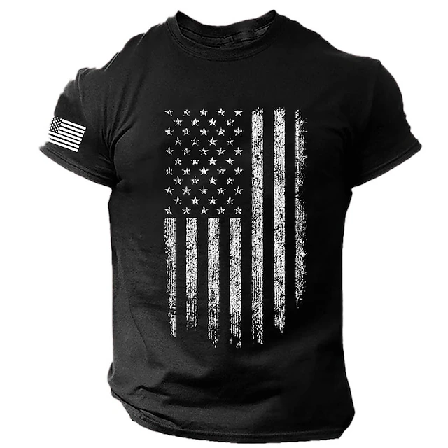 Veterans Day Men's Patriot Patriotic Veteran National Flag T shirt Tee Top Cotton Short Sleeve Graphic Shirt Black White Red Comfortable Tee Sports Outdoor Holiday Fashion Designer 11