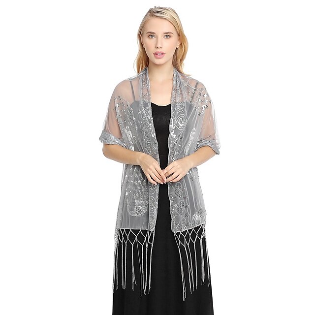 Women's 1920s Long Shawl Wraps Sequin Flapper Evening Shawls Roaring ...