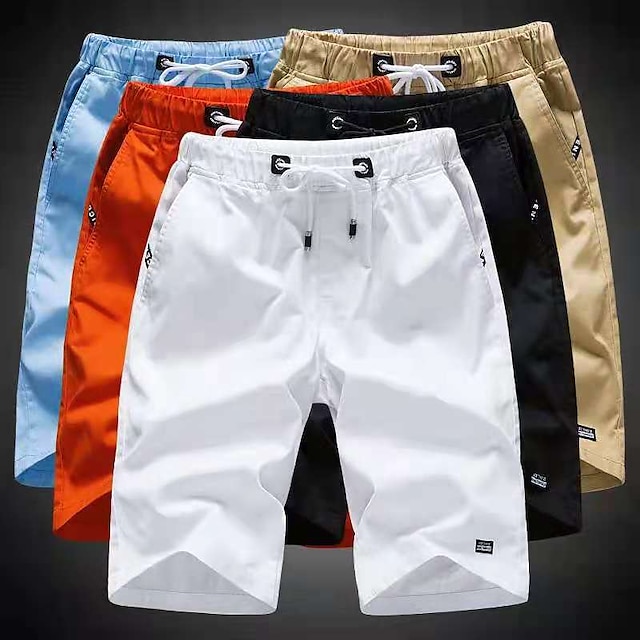  Men's Board Shorts Swim Trunks Beach Shorts Casual Shorts Drawstring Elastic Waist Solid Colored Outdoor Sports Knee Length Daily Leisure Sports Cotton Casual / Sporty Athleisure Black White