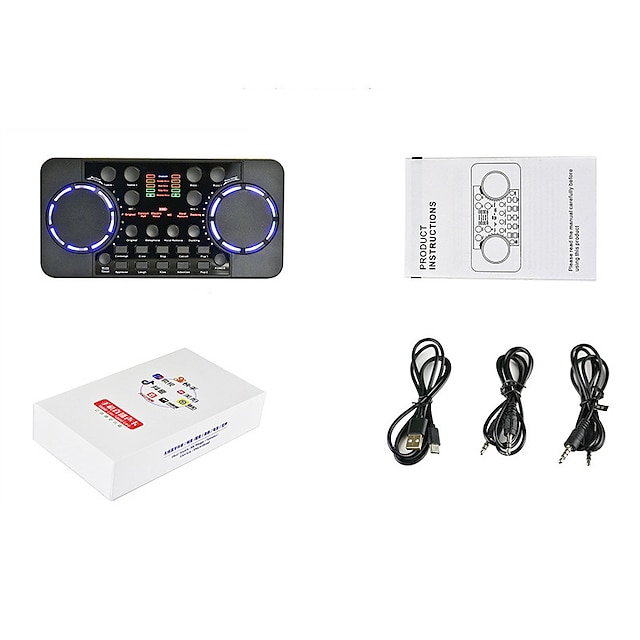 v300 pro lydkort 10 lydeffekter bluetooth støjreduktion o mixere headset mikrofon stemmestyring til telefon pc bærbar