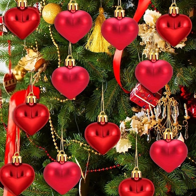  12 шт., украшение для рождественской елки, макет сцены, подарок на день Святого Валентина, украшение в виде красного сердца