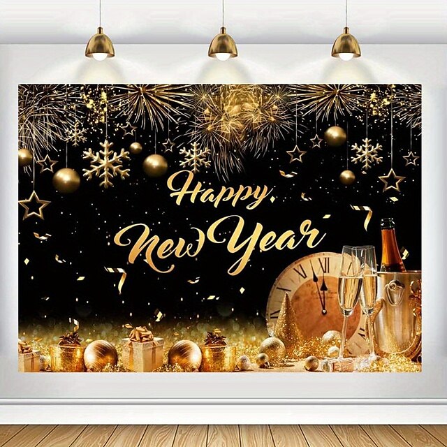  2024 Happy New Year Wall Art Canvas Happy New Year Decoration Prints and Posters Pictures Decorative Fabric Painting For Home Decoration No Frame