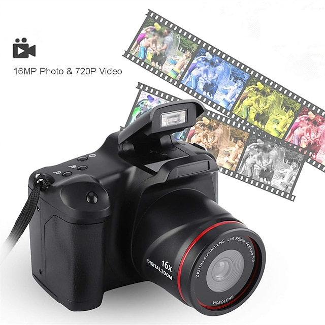  fotocamera digitale 720p zoom 16x dv flash registratore con lampada fotocamera digitale per registrare video (scheda tf non inclusa)