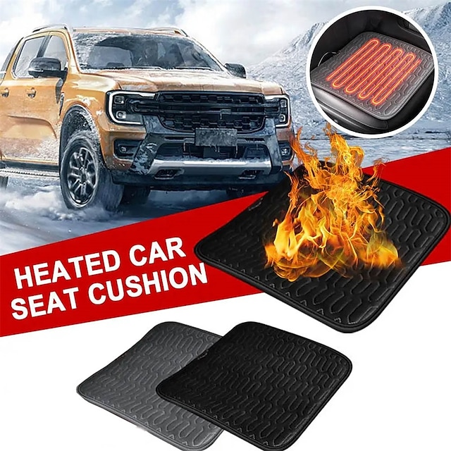  12V Heated Car Seat Cover Electric Heating Pad, USB, Cigarette Lighter, Hot Winter Warm Cushion, Auto Part