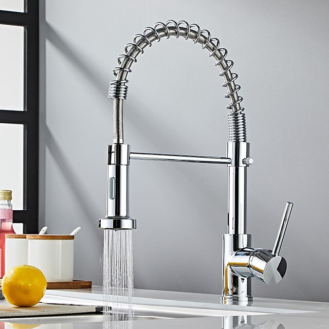  2 Modes Pull Down Kitchen Faucet with Flexible Spray and Dishcloths Holder, Modern Contemporary Centerset Single Handle One Hole Taps for Kitchen Sink, Ceramic Valve Insides