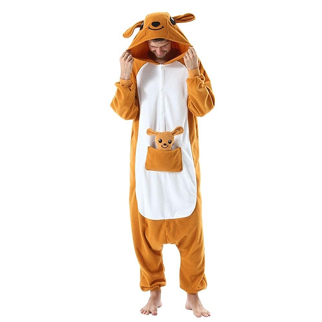  Erwachsene Kigurumi-Pyjamas Nachtwäsche Tier Känguru Tier Pyjamas-Einteiler Lustiges Kostüm Flanell Cosplay Für Herren und Damen Weihnachten Tiernachtwäsche Karikatur