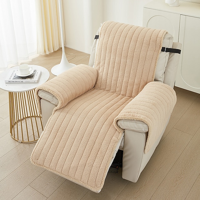  Fundas de peluche de conejo para sillón reclinable grande, funda de asiento reversible, protector lavable con correas elásticas ajustables para niños y mascotas