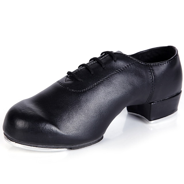  Mujer Zapatos Claqué Entrenamiento Profesional Zapatos Confort Tacones Alto Con Cordón Tacón Plano Dedo redondo Cordones Niños Adulto Negro