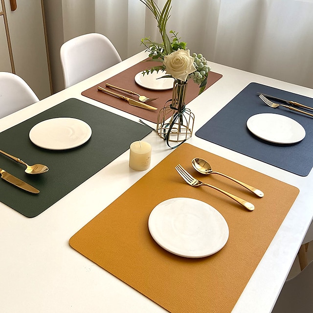  vinyl bordstablett vattentätt PU läder värmebeständigt matbord bord bord tallrik matta juldekor höst köksbord mattor inomhus utomhus