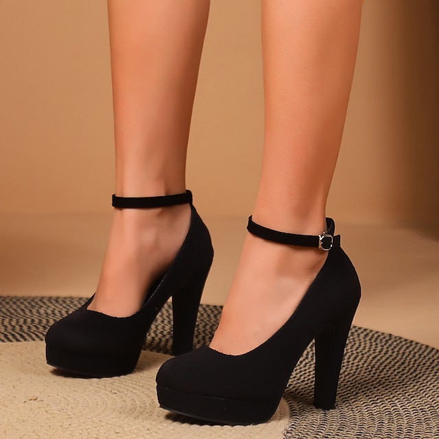  Pentru femei Tocuri Pantofi pumps Cadouri de Valentin Mary Jane Mărime Plus Size Petrecere Birou Zilnic Culoare solidă Toc Stilat Vârf rotund Elegant Epocă Modă Plimbare Piele de Căprioară Buclă Negru