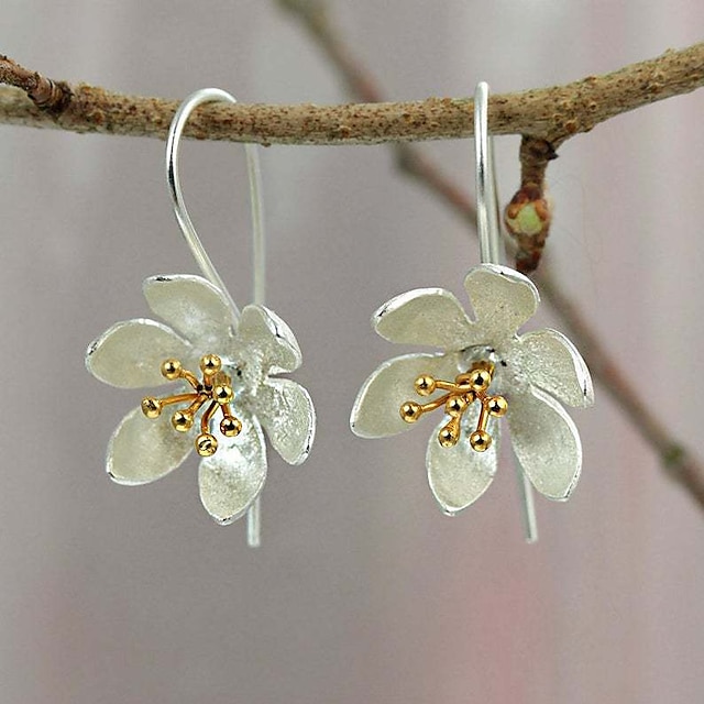  Pentru femei Cercei Rotunzi Bijuterii Clasic Forma florii Elegant Stilat cercei Bijuterii Argintiu Pentru Cadou Festival 1 pereche