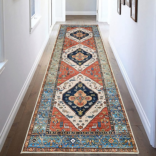  Bohemian Rug Runner Carpet Entrance Mat for Household Use Short Plush Tpr Anti Slip Water Washed Bottom Long Strip Carpet Mat