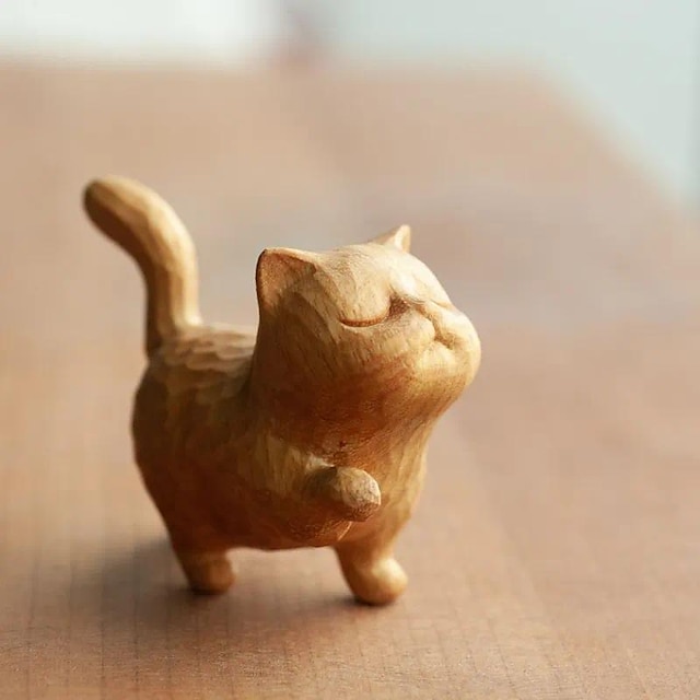  1 pisică sculptată în cimi cu mâner modern copilăresc, drăguț și simplu, arogant și bogat, joacă-te cu ornamente de animale din mers, decor acasă