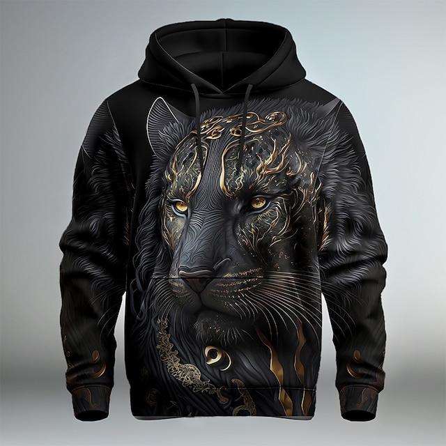 Men's Graphic Lion Hoodie Hoodies Sweatshirt Hoodie Long Sleeve Hooded ...