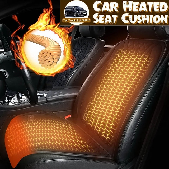  وسادة مقعد سيارة ساخنة من الجرافين Starfire شتوية 12/24 فولت سيارة عالمية عازلة للدفء تدفئة كهربائية مقاعد أمامية وخلفية قطيفة