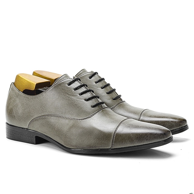  ανδρικά vintage γκρι τεχνητά δερμάτινα παπούτσια oxford – επίσημα παπούτσια με κορδόνια με σχέδιο για επαγγελματικές και ειδικές περιστάσεις