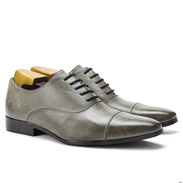  Homens Oxfords Retro Sapatos formais Sapatos de vestir Caminhada Negócio Cavalheiro Britânico Casamento Festas & Noite Couro Ecológico Confortável Com Cadarço Cinzento Primavera Outono