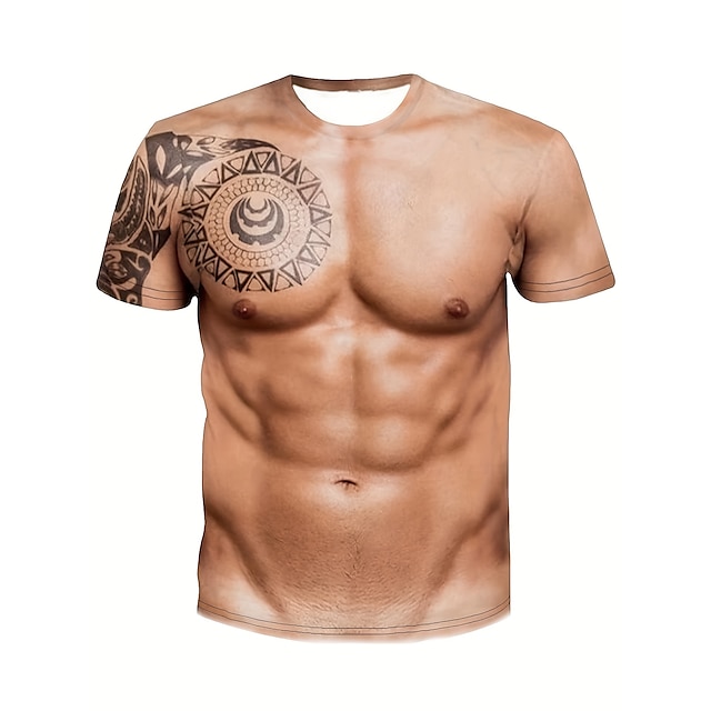  Morsom muskel T-skjorte Animé Trykt mønster 3D Morsom Gate stil Til Herre Voksne 3D-utskrift