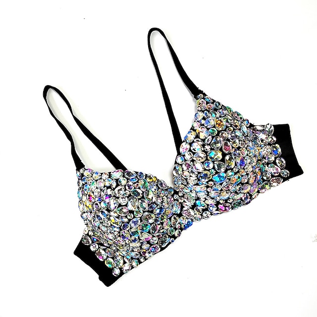  Sensual Y2K Ano 2000 Conjuntos de Sutiã e Calcinhas Sutiã push-up Garota gótica Mulheres Com Strass Diamante Carnaval Festa Boate Clubwear Sutiã