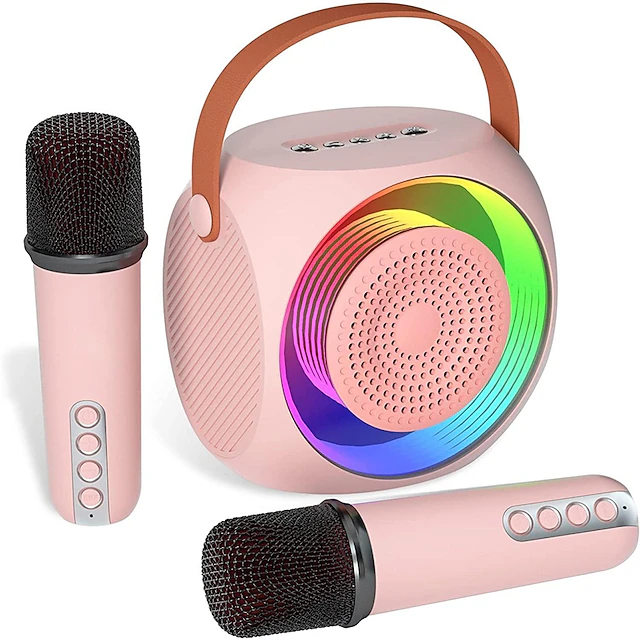 Mini Karaoke Machine Portable Bluetooth Karaoke Speaker with 2 Wilreless Microphones and Led Lights for Home Party Birthday Gifts 9