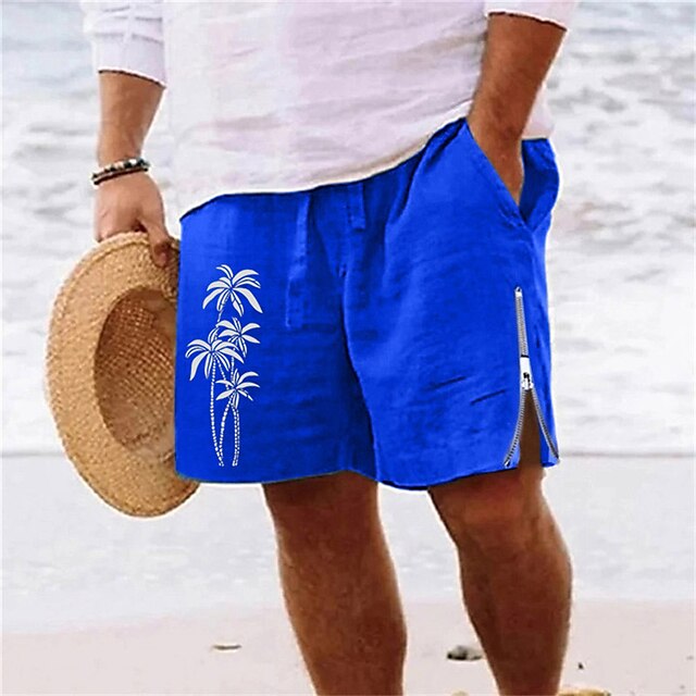 Men's Shorts Summer Shorts Beach Shorts Zipper Drawstring Elastic Waist ...