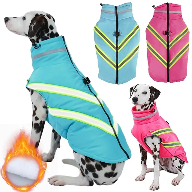  1 stk ny varm kæledyrsjakke til efterår og vinter fortykket hundefrakke vindtæt reflekterende hundebeklædning til kæledyrstøj