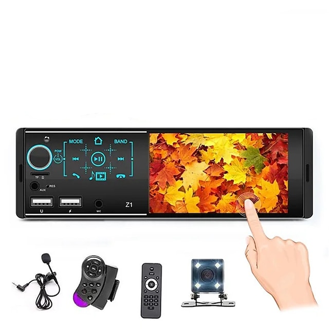  Lettore mp5 per auto da 4,1 pollici touch screen capacitivo hd 1din supporto audioradio per auto stereo wireless telecomando SWC/porta di ricarica telefono/chiamate in vivavoce/collegamento