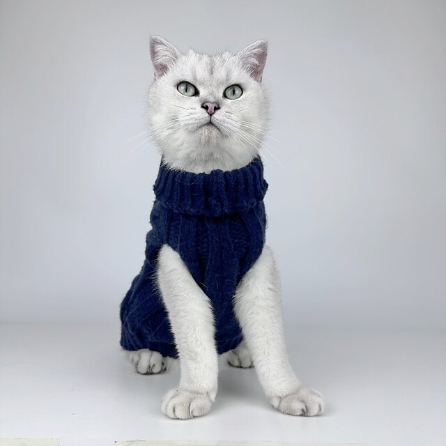  Haustier Herbst und Winter gestrickter warmer Pullover Hund Katze Schnur einfarbig dicke Weste als Bär Pome Teddy Kleidung