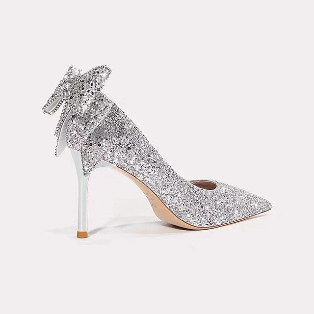 Women's Wedding Shoes Sandals Bling Bling Pointed Toe High Heel Wedding Heels Bridal Shoes