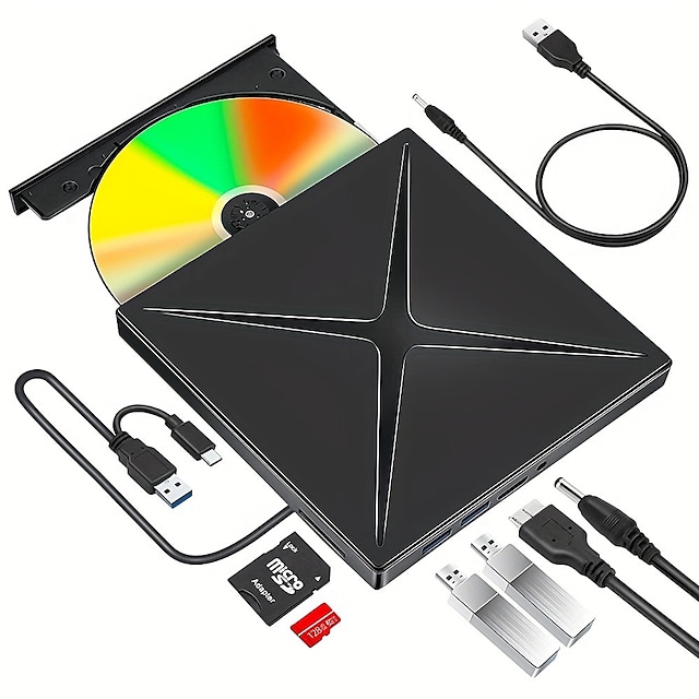  externí dvd mechanika/cd mechanika pro notebook usb 3.0 přenosná cd mechanika dvd/rw dvd přehrávač pro notebook vypalovačka cd rom se 3 porty usb a sloty pro karty tf/sd mechanika optického disku pro