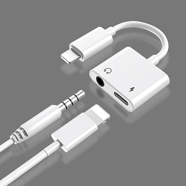  Adapter & Splitter For IPhone Headphones 2 In 1 Dual Interface For Iphone Charger Cable Aux Audio Adapter Converter For IPhone 13/12/11/X/XS/XR/8/7 IPad Support Calling  Charging