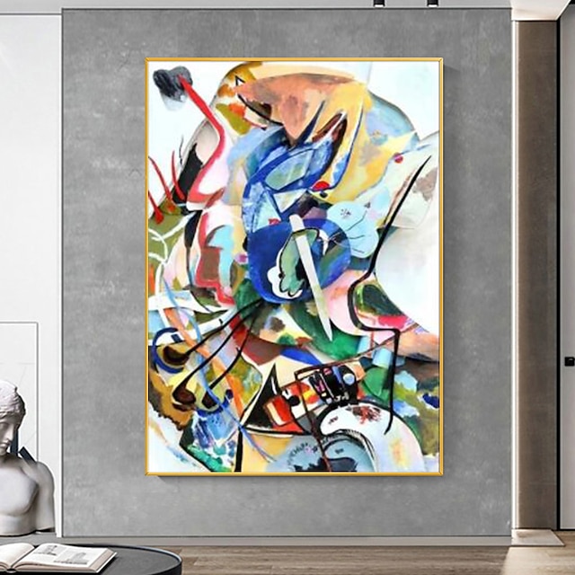  abstrakti Wassily Kandinsky kuuluisa cavans maalaus käsinmaalattu seinä taidekuva olohuoneen sisustukseen ilman kehystä