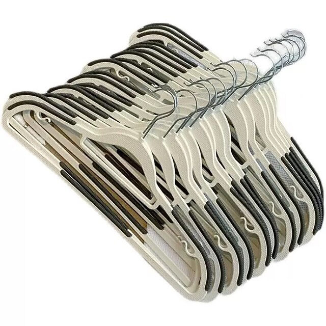 10pcs Plastic NonSlip Hangers Dry Wet Clothes Hangers With Super Antislip Pads Space Saving