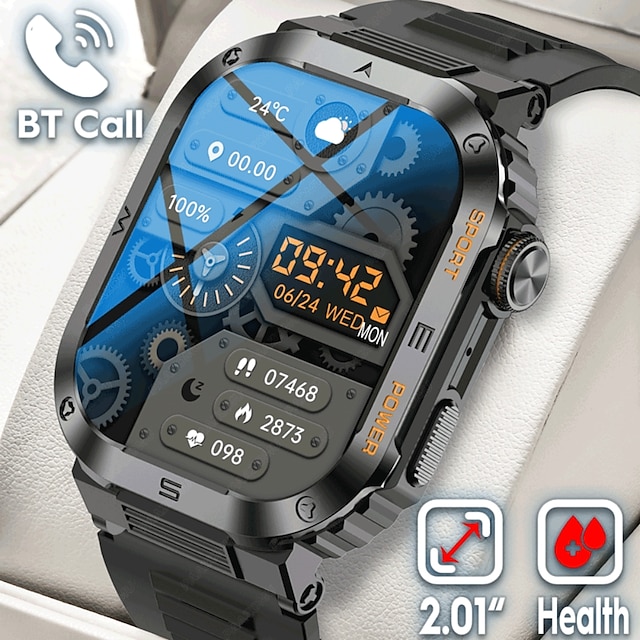  MT39 Εξυπνο ρολόι 2.01 inch Έξυπνο ρολόι Bluetooth Βηματόμετρο Υπενθύμιση Κλήσης Παρακολούθηση Δραστηριότητας Συμβατό με Android iOS Γυναικεία Άντρες Μεγάλη Αναμονή Κλήσεις Hands-Free Αδιάβροχη IP 67