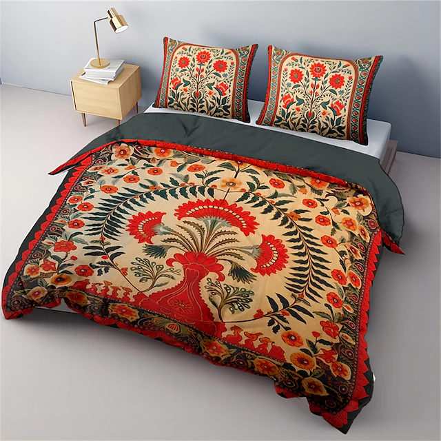 Duvet Cover Set Medieval Quilt Art The Tree of Life Pattern Duvet Cover Set Soft 3-Piece Luxury Cotton Bedding Set Home Decor Gift 16