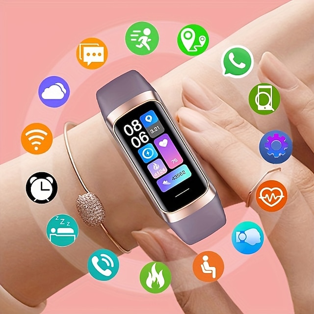  696 C60 Montre intelligente 1.1 pouce Montre intelligente avec bracelet Bluetooth Surveillance de la température Podomètre Rappel d'Appel Compatible avec Android iOS Femme Rappel de Message IP 67