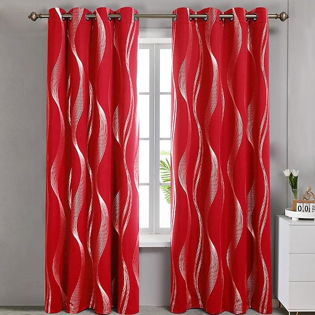  Blackout Curtain Drapes Farmhouse Grommet/Eyelet Curtain Panels For Living Room Bedroom Sliding Door Curtains Kitchen Balcony Window Treatments Thermal Insulated