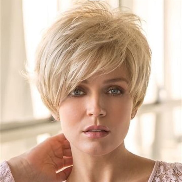  Perruques courtes blondes coupe lutin pour femmes blanches perruques synthétiques blondes perruques de cheveux courts en couches naturelles pour une utilisation quotidienne pour les fêtes et