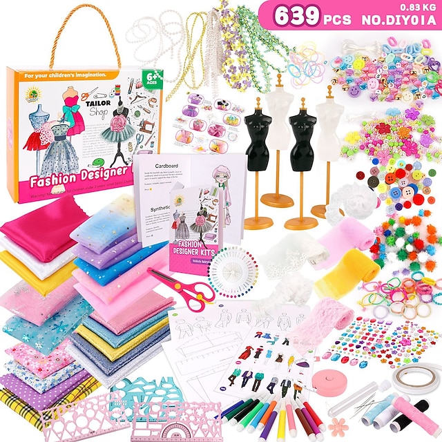  Children's Clothing Design Sewing Set for 6-12 Year Old Girls Enlightenment DIY Handmade Creative Production of Children's Clothing Toys