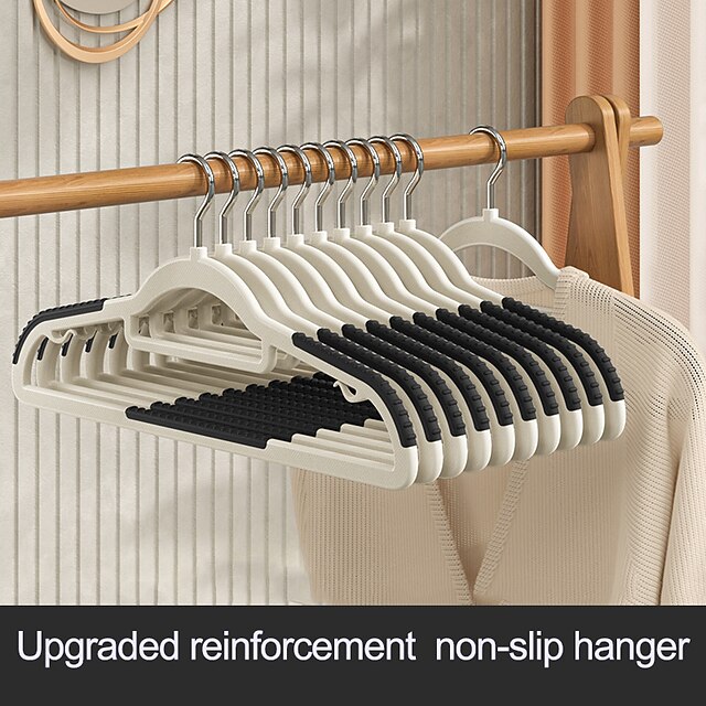 10pcs Plastic NonSlip Hangers Dry Wet Clothes Hangers With Super Anti