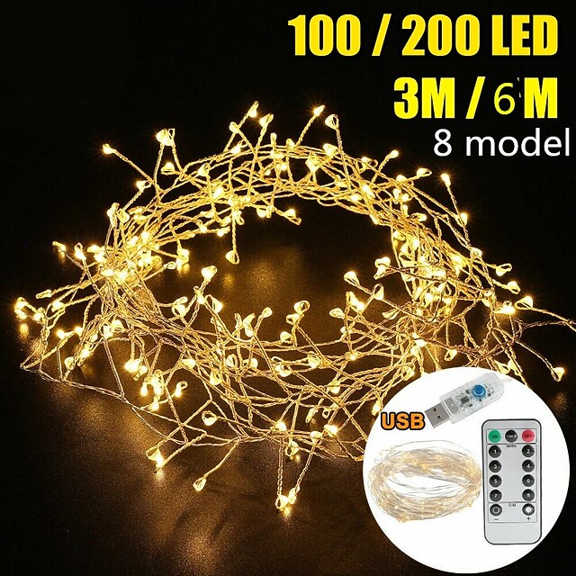 2pcs 1pcs Fairy Firecracker String Light 3m 100leds 6m 200leds