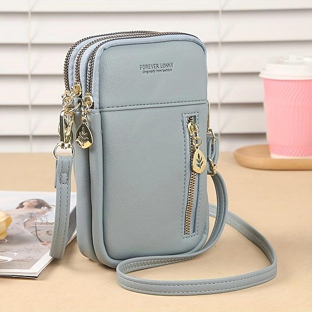  Mini bolso cruzado de moda, bolso de hombro para teléfono móvil de color sólido, bolso informal para mujer, tarjetero & bolso, cartera