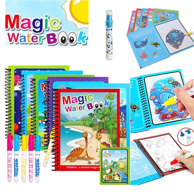  1st magisk bok vattenritning montessori leksaker återanvändbara målarbok magisk vatten ritbok sensoriska leksaker för tidig utbildning