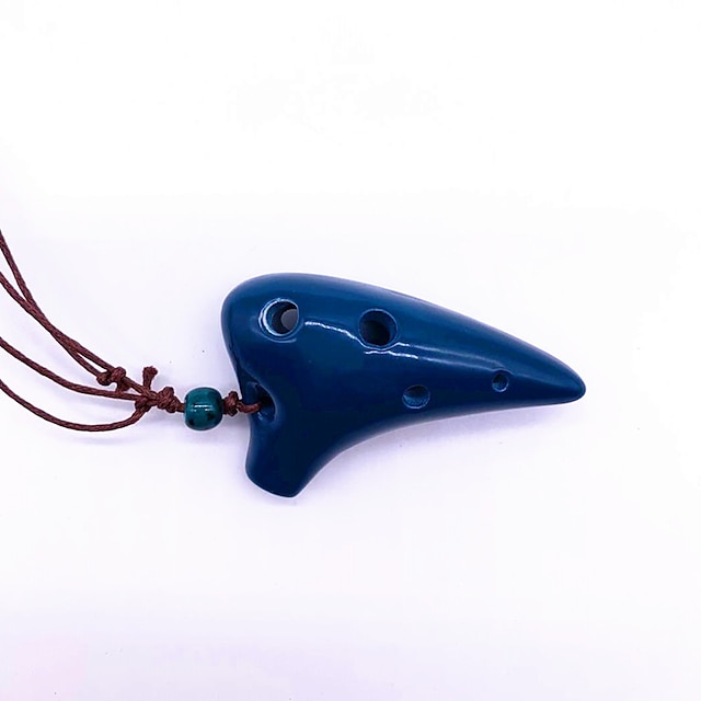  mini collana a 6 fori con tono alto ocarina strumento flauto in ceramica con corda per appendere