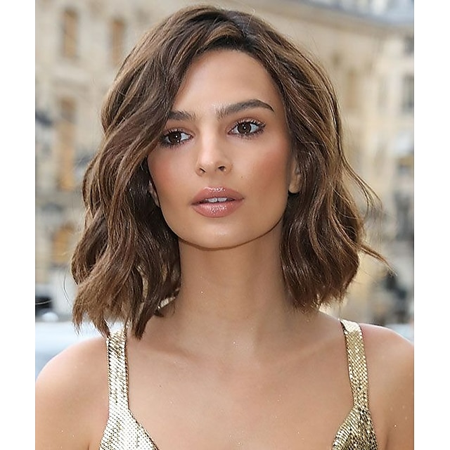 Brown Wigs for Women Short Wavy Bob Wig Synthetic Heat Resistant Wigs Party Daily Wigs Christmas Party Wigs