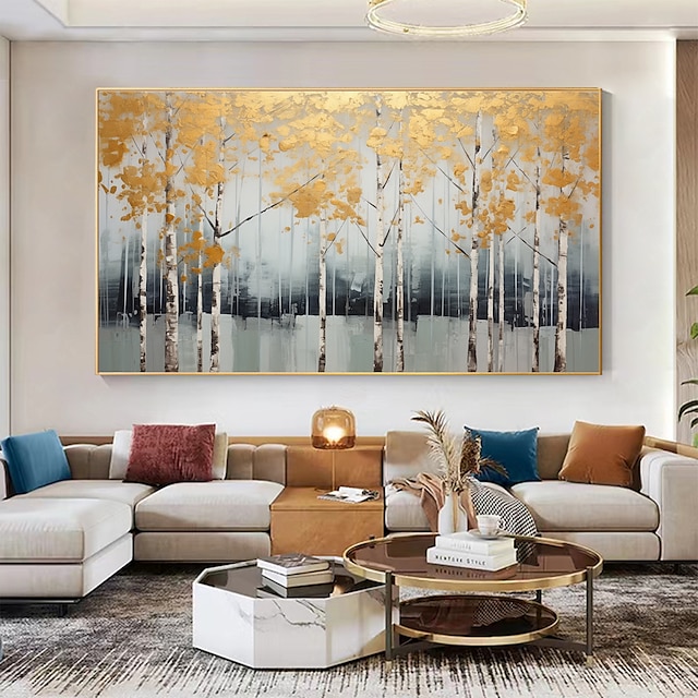  Handmade Oil Painting Canvas Wall Art Decor Original Autumn Forest Home Decor With Stretched FrameWithout Inner Frame Painting