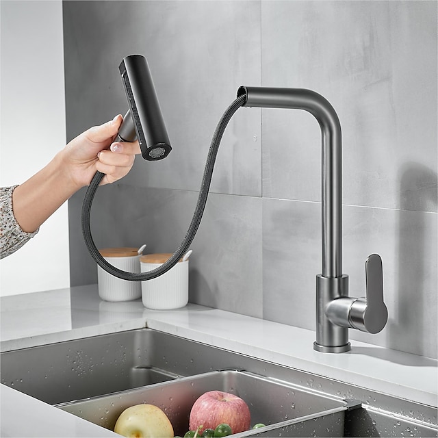  Waterfall Kitchen Faucet, 2023 Latest Centerset Faucet for Kitchen Sink, 3 in 1 Multi-functional Single Handle One Hole Pull out Cylinder Spout Kitchen Taps, Ceramic Valve Insides