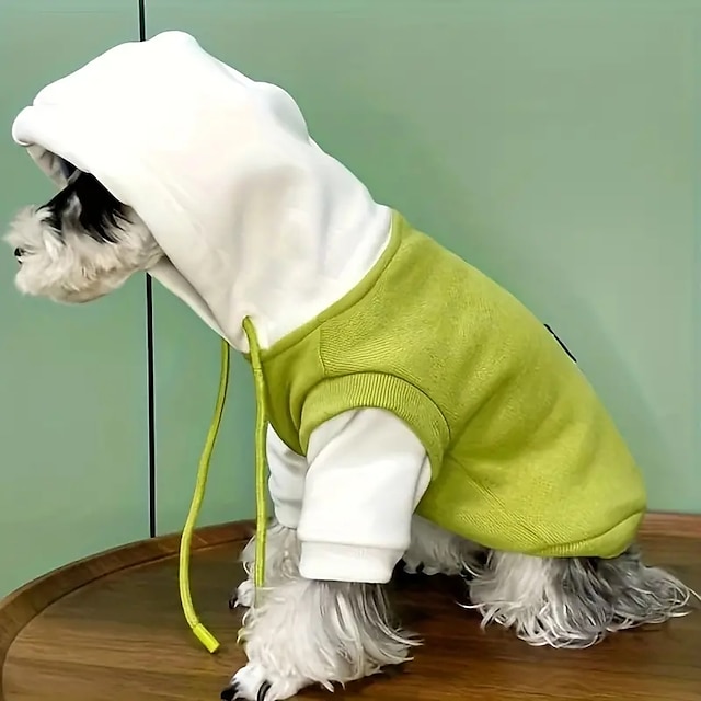  1 шт., толстовка с капюшоном для домашних животных с цветными блоками и завязками, теплый уютный свитер с капюшоном для зимней одежды для домашних животных