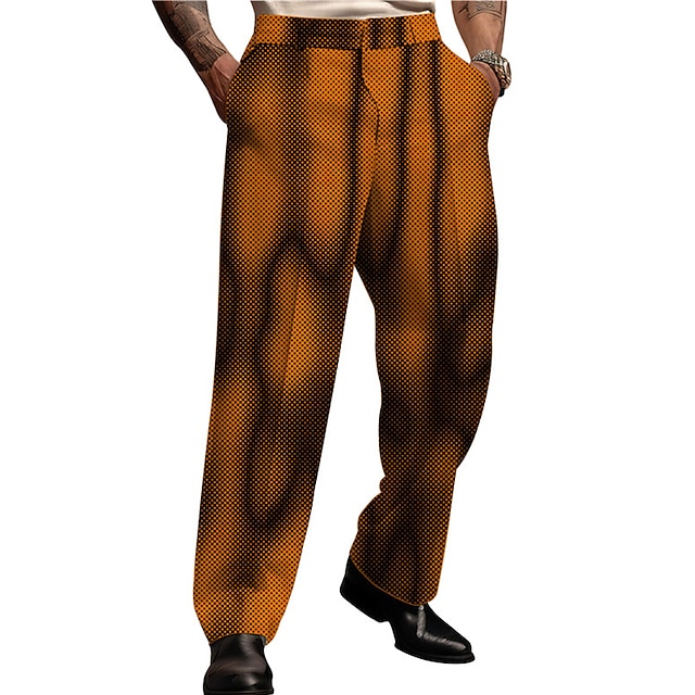 Optical Illusion Gradient Ramp Business Abstract Men's 3D Print Dress Pants Pants Trousers Outdoor Street Wear to work Polyester Black Red Blue S M L High Elasticity Pants 7